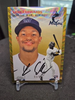 2023 Xavier Edwards 3/50 RC Topps Chrome Platinum Anniversary Gold Wave Rare - Image 1 of 2