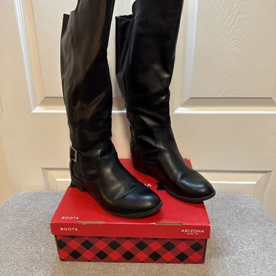 Arizona Jean Co Riding Boots AZ DINO Tall Black Zip Up Buckle Strap Size 8.5 - Image 1 of 4