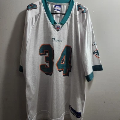 Camiseta Reebok Miami Dolphins Talla 2XL Ricky Williams 34 Blanca De Colección NFL  Foto 1 de 4
