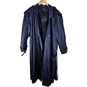VTG British Mist rain trench coat womens size 20WP dark blue zip out lining - Picture 1 of 7