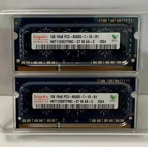 2x Hynix 1GB 1Rx8 PC3 - 8500S - 7 - 10 B1 RAM Memory - Picture 1 of 2