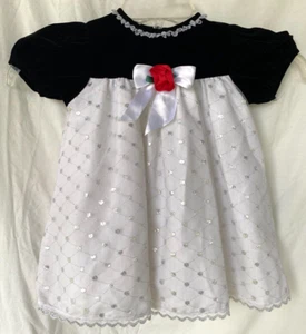 ROSE COTTAGE..BLACK..VELVET & SILVER MESH TRIM..CHRISTMAS..BABY..DRESS 24 MTH - Picture 1 of 4