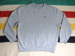 VTG Y2k 2000s Nike Mini Swoosh Check Logo Heather Gray Pullover Sweatshirt L - Picture 1 of 5