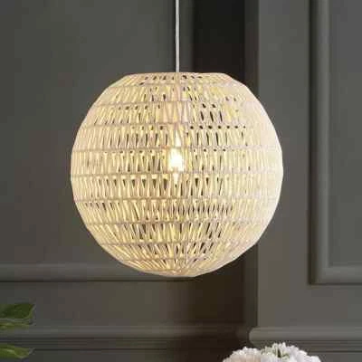 JONATHAN Y Luna 15.75" 1 Luz Crema Bohemia Moderna Tejida Ratán/Hierro LED Foto 1 de 4