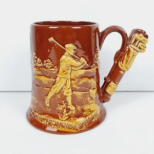 Vintage GOLFERS BEER MUG by DARTMOUTH POTTERY DEVON MADE IN ENGLAND - Picture 1 of 22