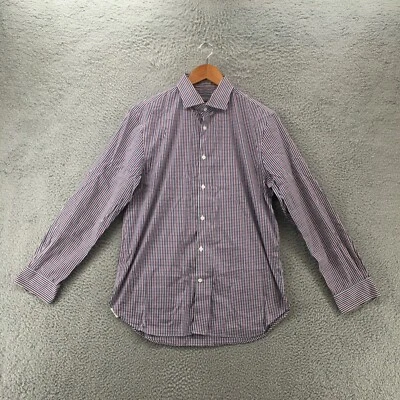 Michael Kors Button Up Shirt Mens L Blue Red Slim Fit Stretch Long Sleeve Collar - Image 1 of 4