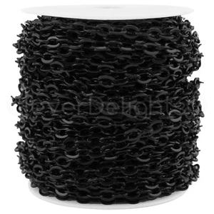 Cadena de cable - Eslabón de 5x7 mm - Color negro oscuro - 30 100 pies - Carrete artesanal a granel - Imagen 1 de 3