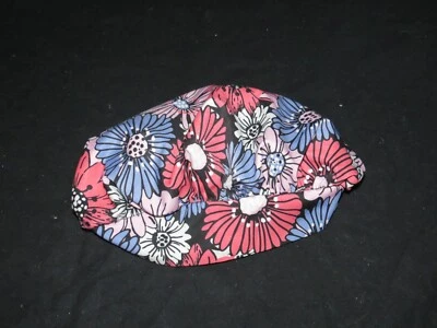 Med Couture OS One Size Purple Pink Floral Unisex Scrubs Hat Spandex Polyester - Image 1 of 3