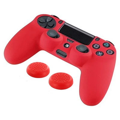 1套硅胶保护壳适用于PlayStation 4 PS4控制器+2件拇指杆手柄盖 — 第 1/4 张图片