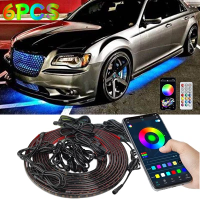 6x Kit de Tira LED RGB Luces de Neón APP Control Remoto para Chrysler 300 200 Foto 1 de 4