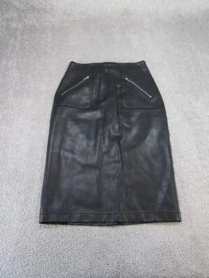 Zara Basic Skirt Womens Small Black Faux Leather Midi Pencil *Read - Image 1 of 4