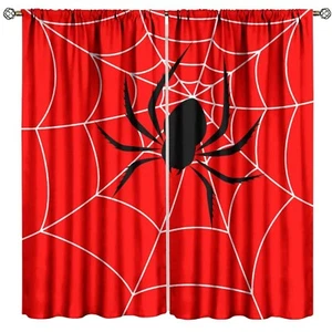 Super Hero Spider Web Boys Red Window Curtains for Teen Room Bedroom Playroom... - Picture 1 of 7