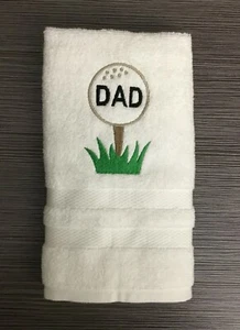 Custom Embroidered White Golf Hand Towel Great Father's Day gift for Dad - Picture 1 of 2