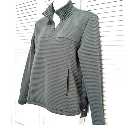 Pullover tejido acanalado Z by Zella verde musgo 1/4 cremallera mangas largas talla mediana Foto 1 de 4