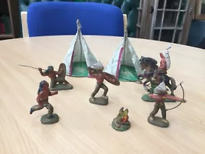 9 X JUEGO LINEOL NATIVO AMERICANO, FIGURAS, VAQUEROS E INDIOS - Imagen 1 de 11