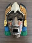 Hand Carved Hand Painted Mexican Mayan Inca Wooden Mask Wall Folk Art