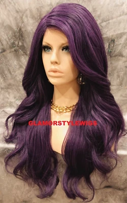 PELUCA COMPLETA FRONTAL DE ENCAJE LARGA EN CAPAS ONDULADA NEGRA PÚRPURA MEZCLA CALOR OK NUEVA CON ETIQUETAS Foto 1 de 4