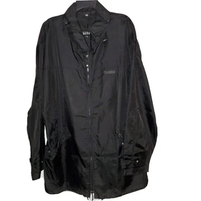 Kenneth Cole Reaction Jacket Mens Large Black Coat Pockets Nylon Long Winter - Image 1 of 4