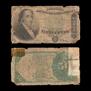 1869-75 4th Issue 50c Fifty Cent Fractional Currency, G+ Details - Picture 1 of 3