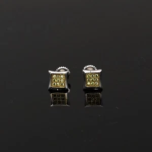 Man's Sterling Silver 925. Cubic zirconia 6.5mm Screw Back Earrings - Picture 1 of 11