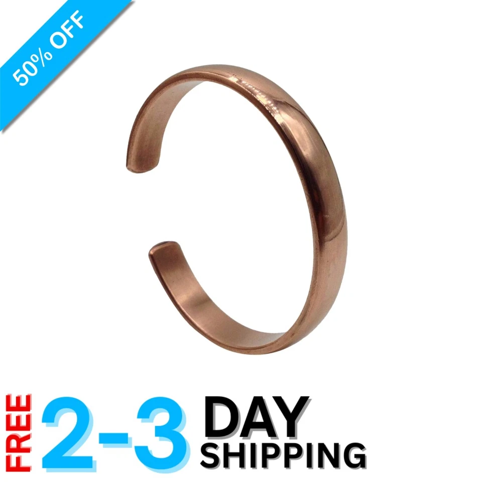 Pulsera Forjada a Mano 100% Cobre - Puño Ajustable para Todos los Tamaños de Muñeca Foto 1 de 4