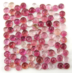 33.15 Ct Natural Pink Tourmaline Loose Gemstone 3-5 mm Cabochon 100 Pc Lot-63955 - Picture 1 of 5