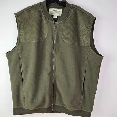 Boyt Harness Company Men's 2XL 2X Dark Olive Green Fleece Hunting Vest Full Zip - Image 1 of 4
