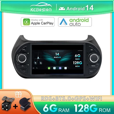7 pollici 6G+128G Android 14 Autoradio Per Fiat Fiorino Citroën Qubo Carplay DAB - Immagine 1 di 4