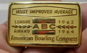 ABC Bowling League Award Most Improved Average 1963/64 Gürtelschnalle B28 - Bild 1 von 2