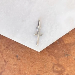 Sterling Silver Shiny Finish Plain Thin Small Cross Pendant Charm NEW 15mm - Picture 1 of 7