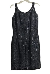 Vestido Vintage Judith Imports Negro Lentejuelas Sin Mangas Hecho en Francia Talla 42 - Imagen 1 de 13