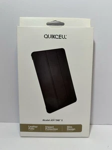 QuikCell Slim Design Leather FOLIO Case for Alcatel Joy Tab2 - Black NEW - Picture 1 of 7