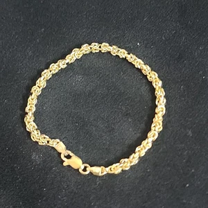 GOLD VERMEIL OVER STERLING 925 ITALY ROPE CHAIN BRACELET STAMPED - ESTATE - Picture 1 of 3