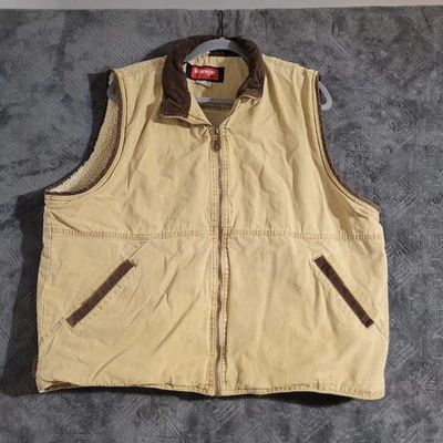 Chaleco de Trabajo Wrangler Hero Para Hombre Sherpa Forrado Lona Talla XL Marrón Pana Borde De Colección Foto 1 de 4