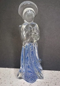 Vintage Engel Figur Kobaltblau Kunstglas Weihnachten betend Silberfleck Bullicante - Bild 1 von 7