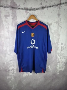 Vintage Nike Manchester United Soccer Jersey 2005-06 Away Football Shirt Blue - Picture 1 of 10