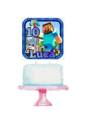 Minecraft Torten Topper Aufstecker Geburtstag Personalisiert - Bild 1 von 4