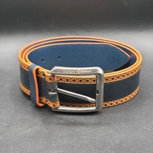 Allen Edmonds Dress Belt Mens Size 40 Orange Blue Smooth Leather Italy - Bild 1 von 6