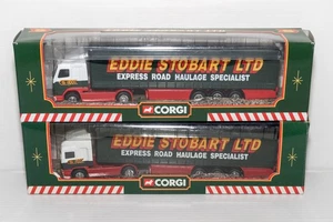 Corgi Eddie Stobart 1:64 59502 ERF & 59504 Volvo with Curtainside Trailers - Picture 1 of 7
