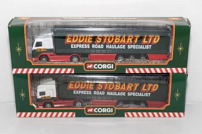 Corgi Eddie Stobart 1:64 59502 ERF & 59504 Volvo with Curtainside Trailers - Image 1 of 4