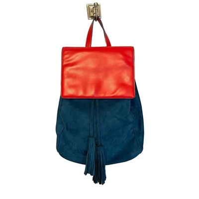 Cartera Mochila Deux Lux Cuero Azul y Rojo Gamuza Imitación  Foto 1 de 4