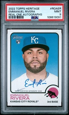 2022 TOPPS HERITAGE REAL ONE AUTO #ROAER EMMANUEL RIVERA PSA 9 AUTO - Image 1 of 2