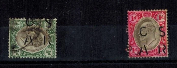 TRANSVAAL Stencil Cut CSAR OVPS SG R01-2 1/2d & 1d Used CV L1500 VERY RARE - Image 1 of 1