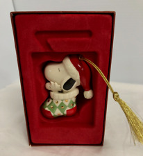 Lenox Peanuts Christmas Ornament Snoopy & Woodstock in Stocking Original Box