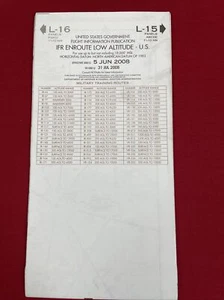2008 United States IFR ENROUTE LOW ALTITUDE U.S. Aeronautical Map Chart L15 L16 - Picture 1 of 4