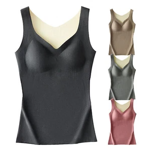 Thermal Underwear Tops Sleeveless V Neck Fleece Lined Thermal Shirts - Picture 1 of 28