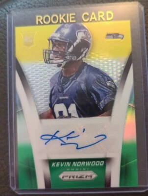 2014 Select Kevin Norwood GREEN/Yellow Prizm Rookie RC Auto  - /50 SP Seahawks - Image 1 of 2