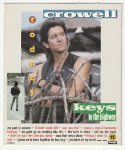 RARE MUSIC PROMO STORE AD 5 1/2" X 4 1/2" - RODNEY CROWELL - KEYS TO THE HIGHWAY - Picture 1 of 2