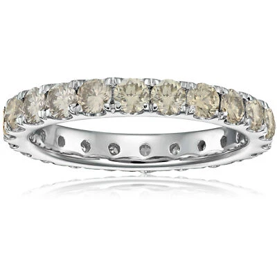 3 cttw Champagne Diamond Eternity Ring Wedding Band 14K White or Yellow Gold - Image 1 of 4