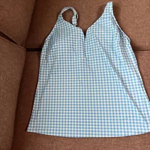 Lands’ End Talla 16 Largo Torso Tankini Traje de Baño Sujetador Camiseta sin Mangas Cuello en V Azul Guinga - Imagen 1 de 19